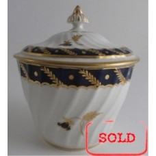 SOLD Flight and Barr period Worcester Circular Shanked Sucrier and Cover, Blue and Gilt Decoration with the 'Bluebell' pattern, c1790 SOLD