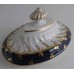 Chamberlain Worcester Sucrier Lid, Oval Shanked shape with Cobalt blue and gilt foliate Decoration, c1795