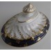 Chamberlain Worcester Sucrier Lid, Oval Shanked shape with Cobalt blue and gilt foliate Decoration, c1795