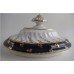 Chamberlain Worcester Sucrier Lid, Oval Shanked shape with Cobalt blue and gilt foliate Decoration, c1795