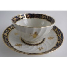 SOLD Flight and Barr period Worcester Shanked Tea Bowl and Saucer, Blue and Gilt Decoration with the 'Fly' pattern, c1790 SOLD