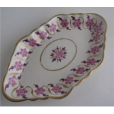 Worcester Rare Spoon Tray, Red Spot Flower Pattern Decoration, Elongated Hexagonal Shape, c1785