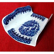 Rare Caughley Asparagus Server, Printed in Blue & White with 'The Fisherman & Cormorant' Pattern, c1785