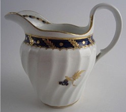 Worcester Circular Shanked Milk Jug, Blue and Gilt Decoration with 'Bluebell pattern', c1795
