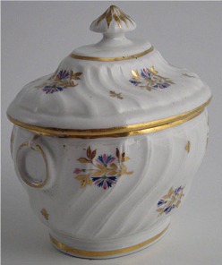 Chamberlain Worcester Sucrier, Oval Shanked Body with Cornflower Sprig Decoration, c1795