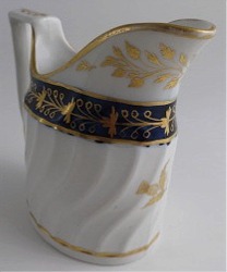 Coalport Oval Shanked Milk Jug, Blue and Gilt Decoration with 'Gilded Thistle', c1800