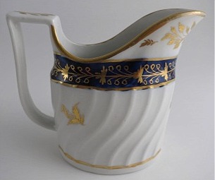 Coalport Oval Shanked Milk Jug, Blue and Gilt Decoration with 'Gilded Thistle', c1800