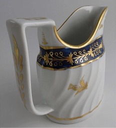 Coalport Oval Shanked Milk Jug, Blue and Gilt Decoration with 'Gilded Thistle', c1800