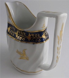 Coalport Oval Shanked Milk Jug, Blue and Gilt Decoration with 'Gilded Thistle', c1800