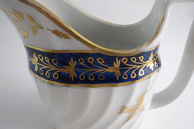 Coalport Oval Shanked Milk Jug, Blue and Gilt Decoration with 'Gilded Thistle', c1800