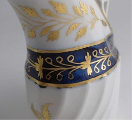 Coalport Oval Shanked Milk Jug, Blue and Gilt Decoration with 'Gilded Thistle', c1800