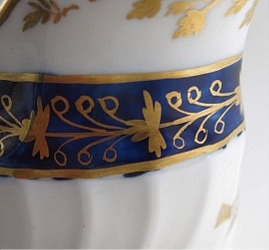 Coalport Oval Shanked Milk Jug, Blue and Gilt Decoration with 'Gilded Thistle', c1800