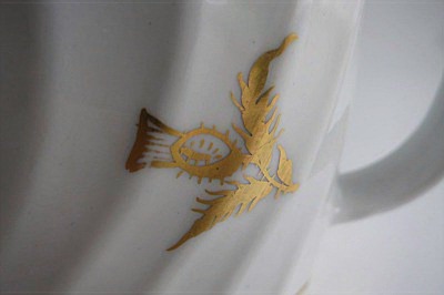 Coalport Oval Shanked Milk Jug, Blue and Gilt Decoration with 'Gilded Thistle', c1800