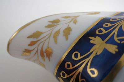 Coalport Oval Shanked Milk Jug, Blue and Gilt Decoration with 'Gilded Thistle', c1800