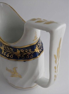 Coalport Oval Shanked Milk Jug, Blue and Gilt Decoration with 'Gilded Thistle', c1800