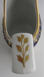 Coalport Oval Shanked Milk Jug, Blue and Gilt Decoration with 'Gilded Thistle', c1800