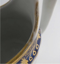 Coalport Oval Shanked Milk Jug, Blue and Gilt Decoration with 'Gilded Thistle', c1800