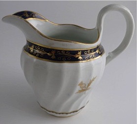 Worcester Circular Shanked Milk Jug, Blue and Gilt Decoration with 'Gilded Thistle', c1795