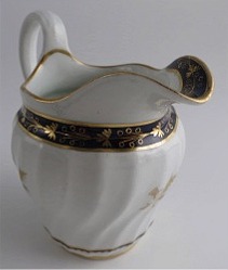 Worcester Circular Shanked Milk Jug, Blue and Gilt Decoration with 'Gilded Thistle', c1795