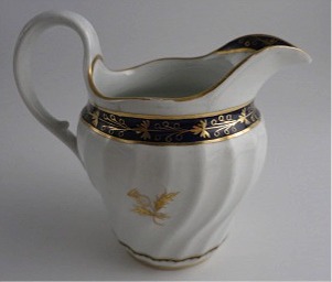 Worcester Circular Shanked Milk Jug, Blue and Gilt Decoration with 'Gilded Thistle', c1795