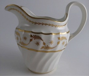 Worcester 'Flight & Barr' Period 'Waisted' Shanked Jug, with Delicate Gilded Decoration, c1795