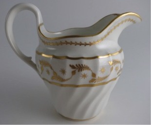 Worcester 'Flight & Barr' Period 'Waisted' Shanked Jug, with Delicate Gilded Decoration, c1795