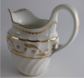 Worcester 'Flight & Barr' Period 'Waisted' Shanked Jug, with Delicate Gilded Decoration, c1795