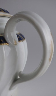 Worcester Circular Shanked Teapot, Blue and Gilt 
Decoration with 'Bluebell pattern', c1795