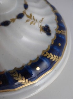 Worcester Circular Shanked Teapot, Blue and Gilt 
Decoration with 'Bluebell pattern', c1795