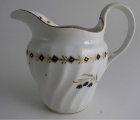 'Barr' Worcester Circular Shanked Milk Jug, Blue and Gilt Decoration with 'Three flower sprig' pattern' and Blue and Gold diamond bands, c1795 