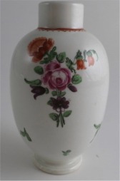 Worcester Tea Canister, Floral Polychrome enamel decoration, c1775