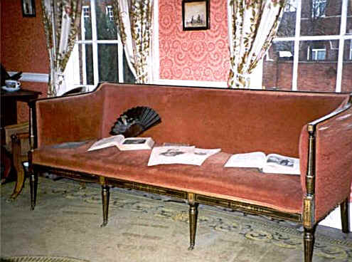 Late 18th Century sofa in the parlour of Dickens birthplace