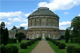 The rotunda of Ickworth House viewed from the gardens.