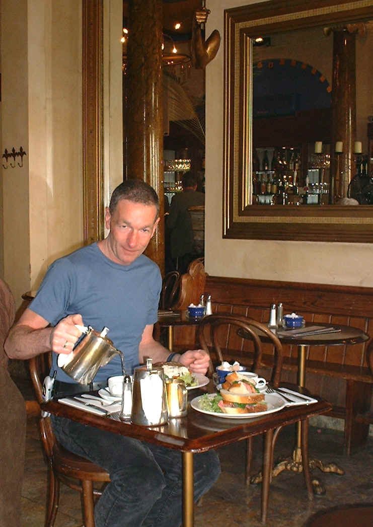 Tea is served in old style 'hotel plate' silver plated teapots with paper napkins neatly wrapped round the handles, which can be rather hot