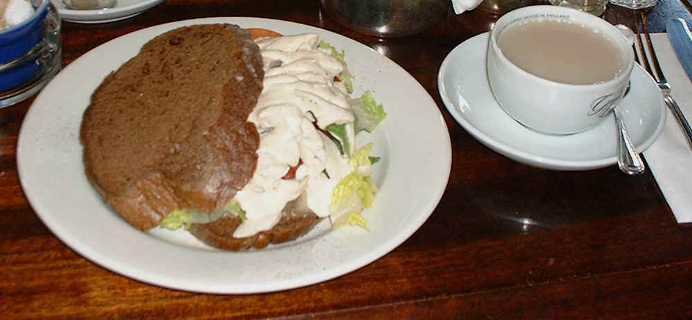 Chicken Caesar Salad Sandwich served served on a very tasty rye bread