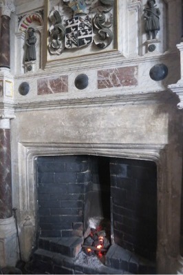 The fireplace in The Cavalier Room