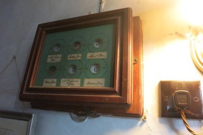 On the Ground Floor was the Butler's Pantry and a small indicator board can be seen. It only has six indicators and is the third electric indicator system that had been installed over time.