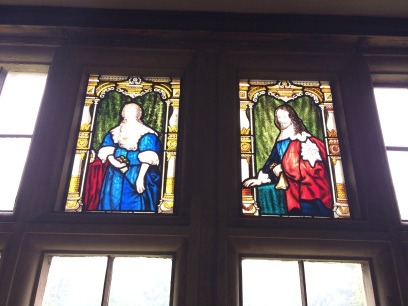 19th century stained and painted glass windowsdepicting Charles I and Henrietta Maria at Castelton House
